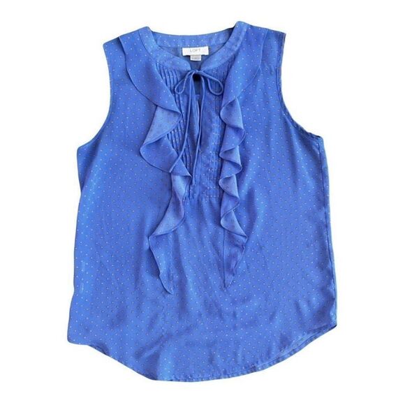 Ann Taylor Loft Periwinkle Ruffle Sleeveless Blouse Size S Women’s Stars - Picture 6 of 10